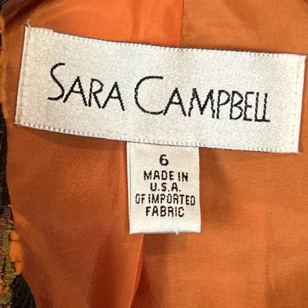 Sara Campbell Orange Floral Blazer Size 6 Retro Twee Phoebe Buffay Indie Art